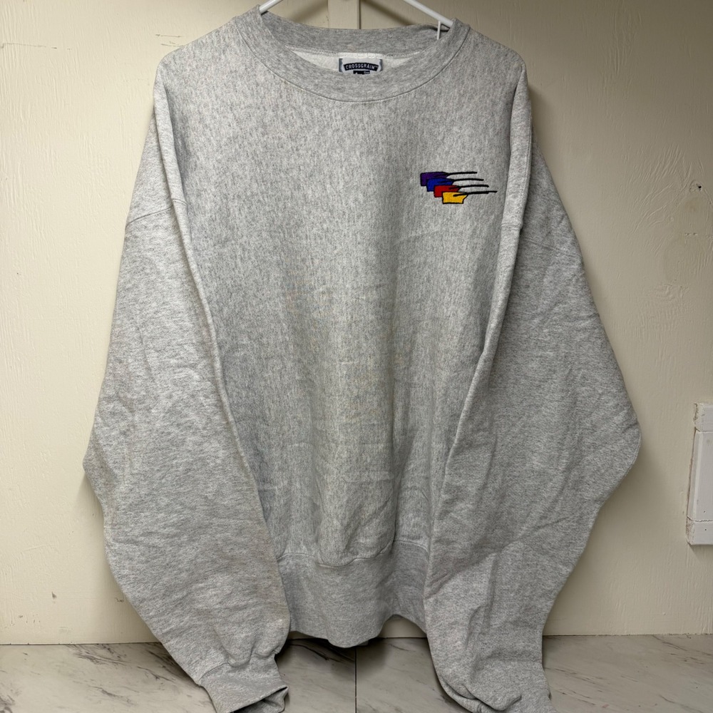 Vintage Lee Crossgrain Racing Sweatshirt Mens 2X Gray Heavy Fleece Pullover